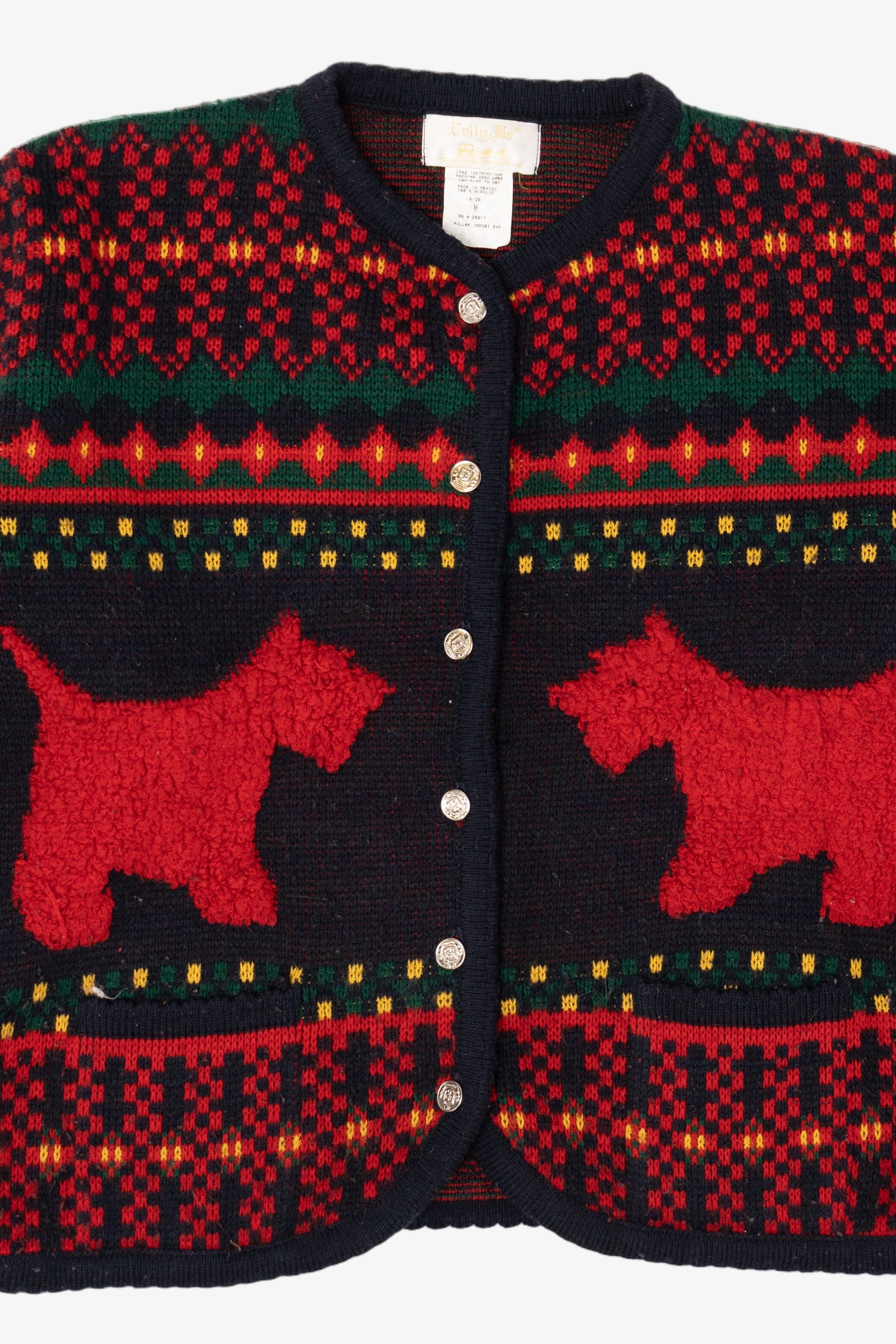 Vintage Red Tally-Ho Scottie Dogs Cardigan Sweater (1980s)