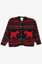 Vintage Red Tally-Ho Scottie Dogs Cardigan Sweater (1980s)