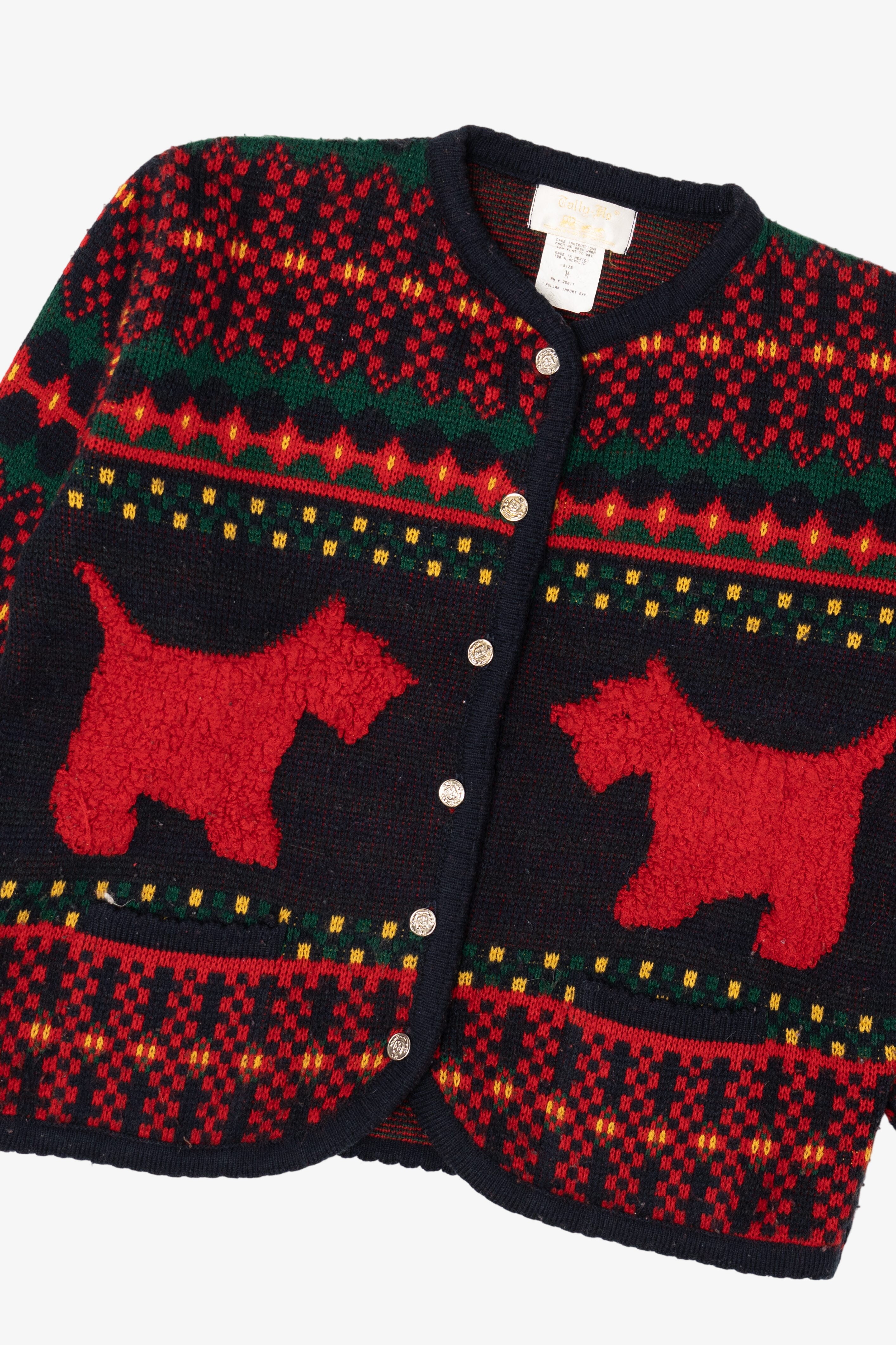 Vintage Red Tally-Ho Scottie Dogs Cardigan Sweater (1980s)