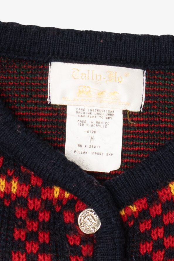 Vintage Red Tally-Ho Scottie Dogs Cardigan Sweater (1980s)