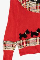 Vintage Hand Knit Red Talbots Scottie Dogs Cardigan Sweater (1990s)