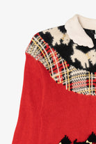 Vintage Hand Knit Red Talbots Scottie Dogs Cardigan Sweater (1990s)