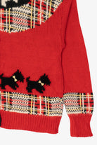 Vintage Hand Knit Red Talbots Scottie Dogs Cardigan Sweater (1990s)
