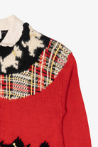 Vintage Hand Knit Red Talbots Scottie Dogs Cardigan Sweater (1990s)