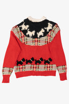 Vintage Hand Knit Red Talbots Scottie Dogs Cardigan Sweater (1990s)