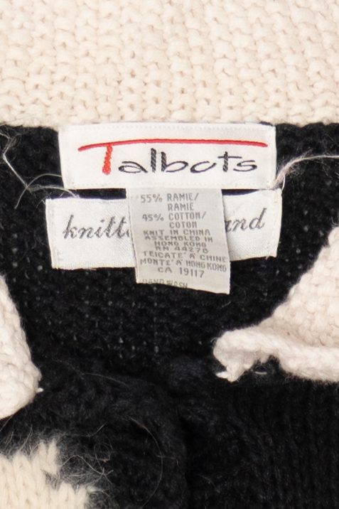 Vintage Hand Knit Red Talbots Scottie Dogs Cardigan Sweater (1990s)
