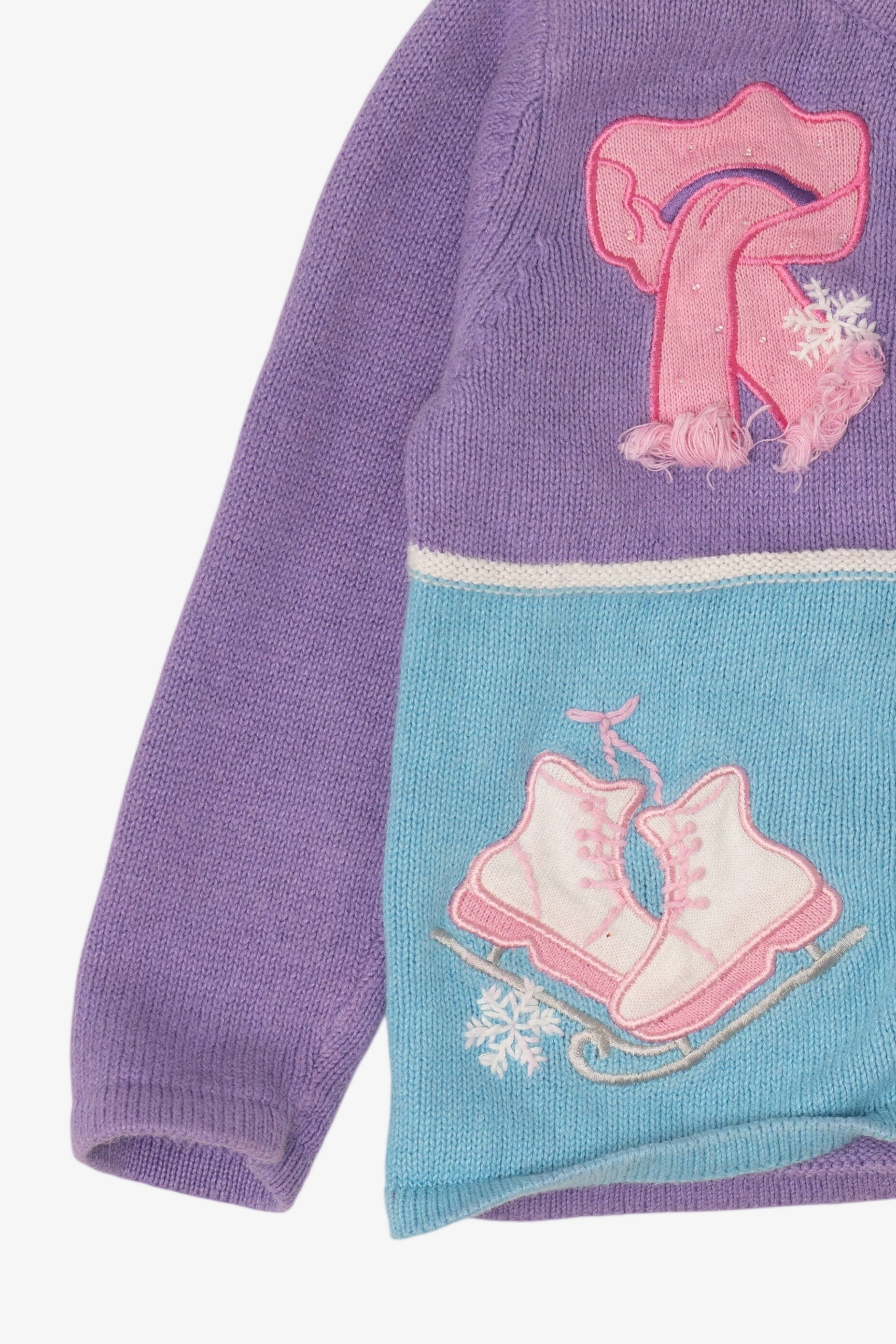 Vintage Kids Lavender Jenny Winter Clothes Ugly Christmas Cardigan (1990s)