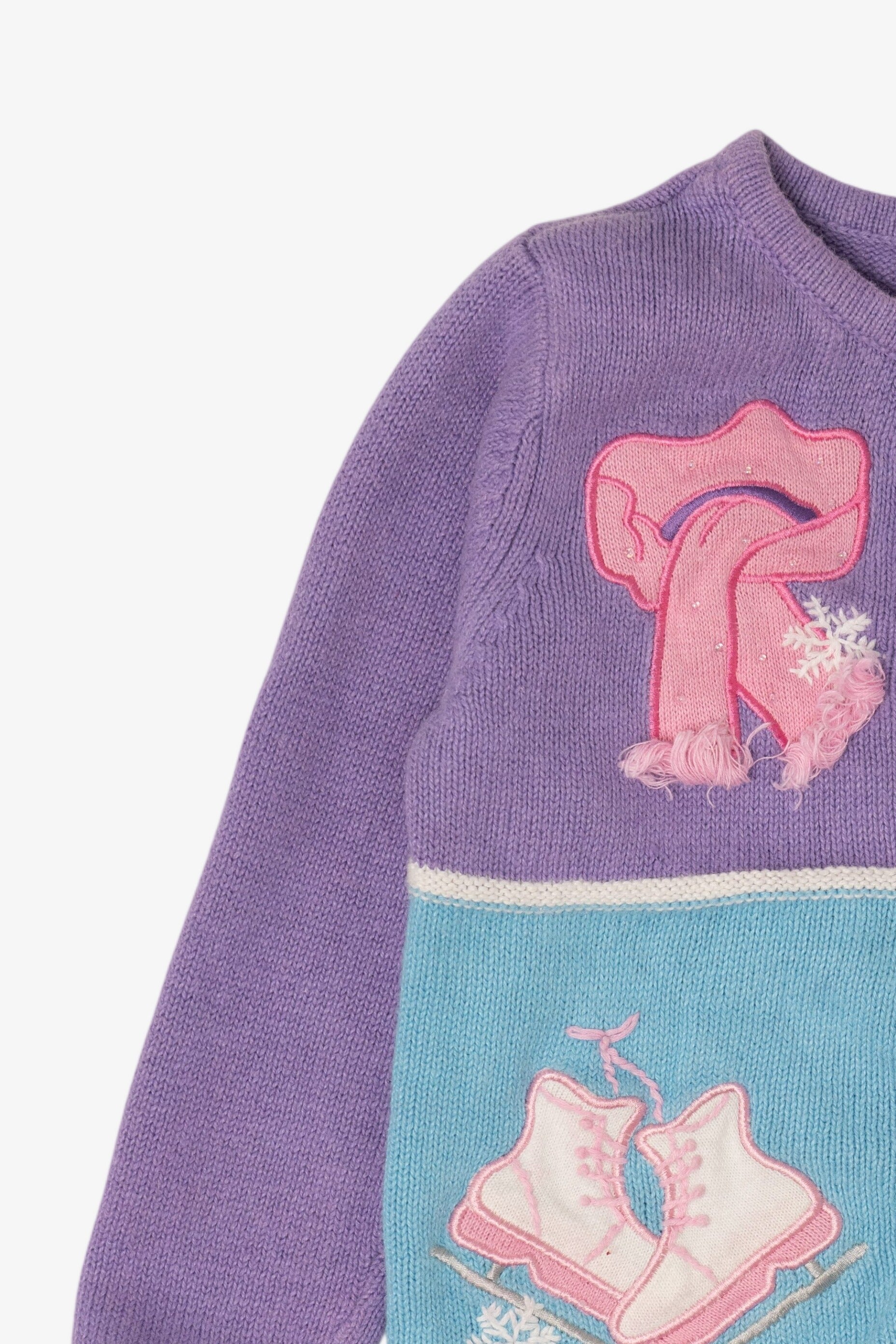 Vintage Kids Lavender Jenny Winter Clothes Ugly Christmas Cardigan (1990s)