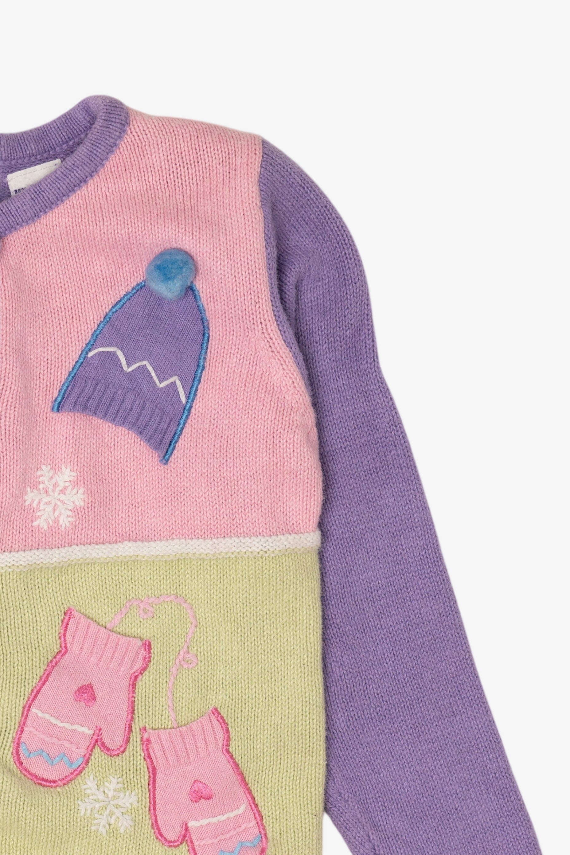 Vintage Kids Lavender Jenny Winter Clothes Ugly Christmas Cardigan (1990s)