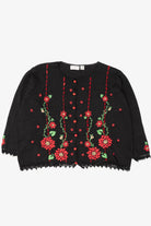 Vintage Black Arriviste Poinsettias Ugly Christmas Cardigan (1990s)