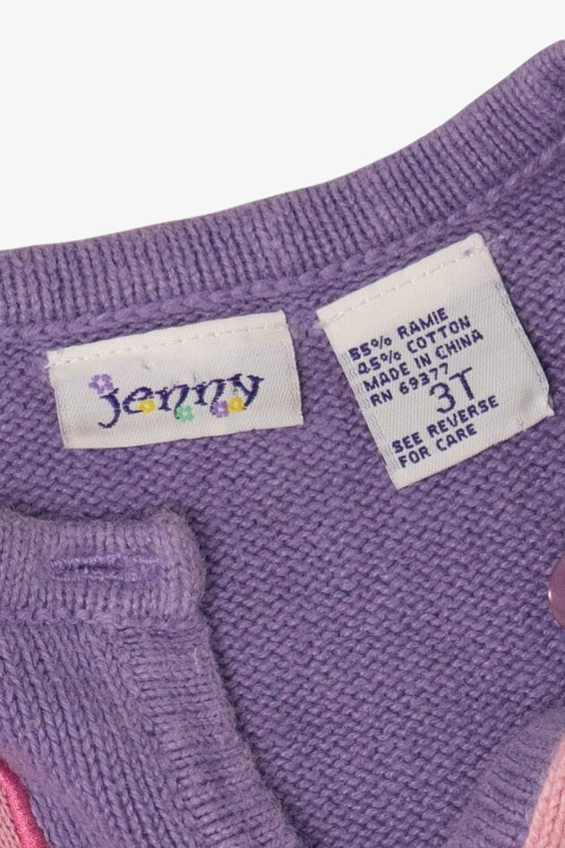 Vintage Kids Lavender Jenny Winter Clothes Ugly Christmas Cardigan (1990s)