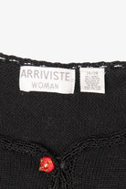 Vintage Black Arriviste Poinsettias Ugly Christmas Cardigan (1990s)