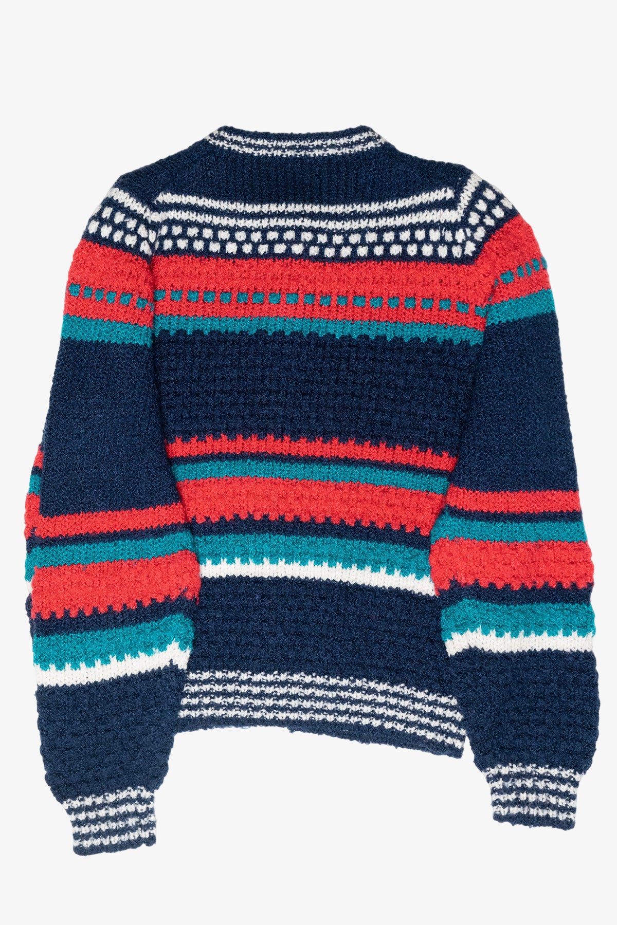 Vintage Hand Knit Striped Cardigan Sweater (1990s)