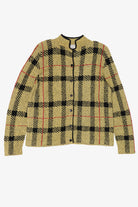 Vintage South Cotton Plaid Cardigan Sweater (1980s)