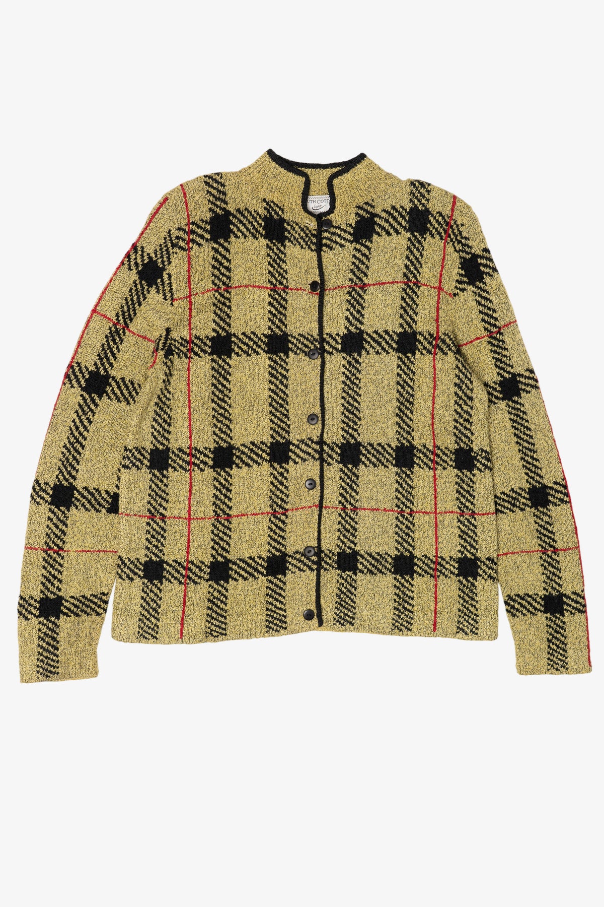 Vintage South Cotton Plaid Cardigan Sweater (1980s)