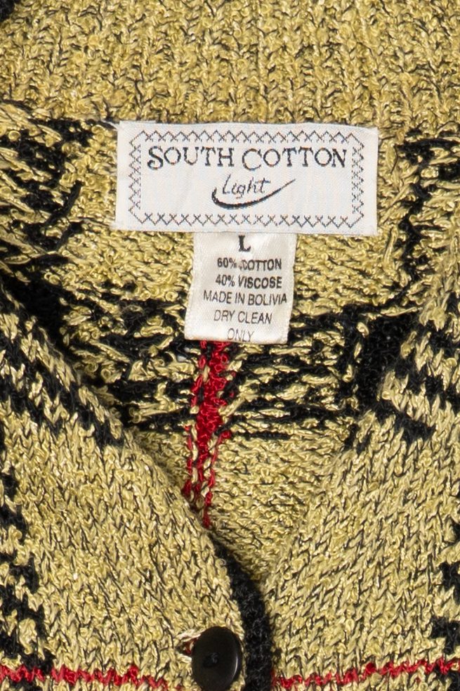 Vintage South Cotton Plaid Cardigan Sweater (1980s)