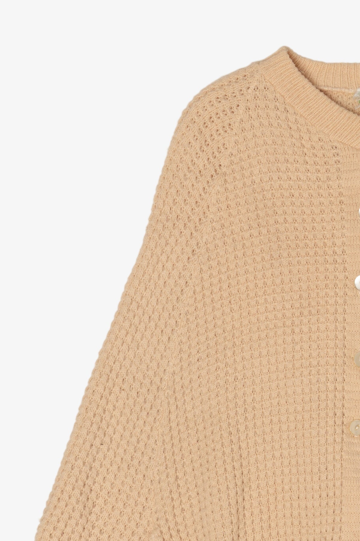 Vintage Beige Textured Knit Poncho Sweater (1970s)
