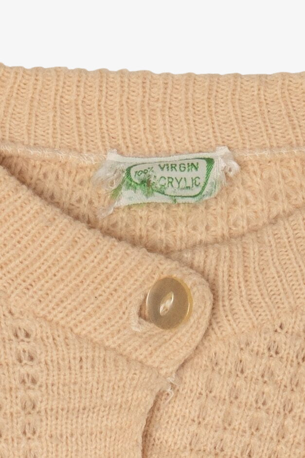 Vintage Beige Textured Knit Poncho Sweater (1970s)