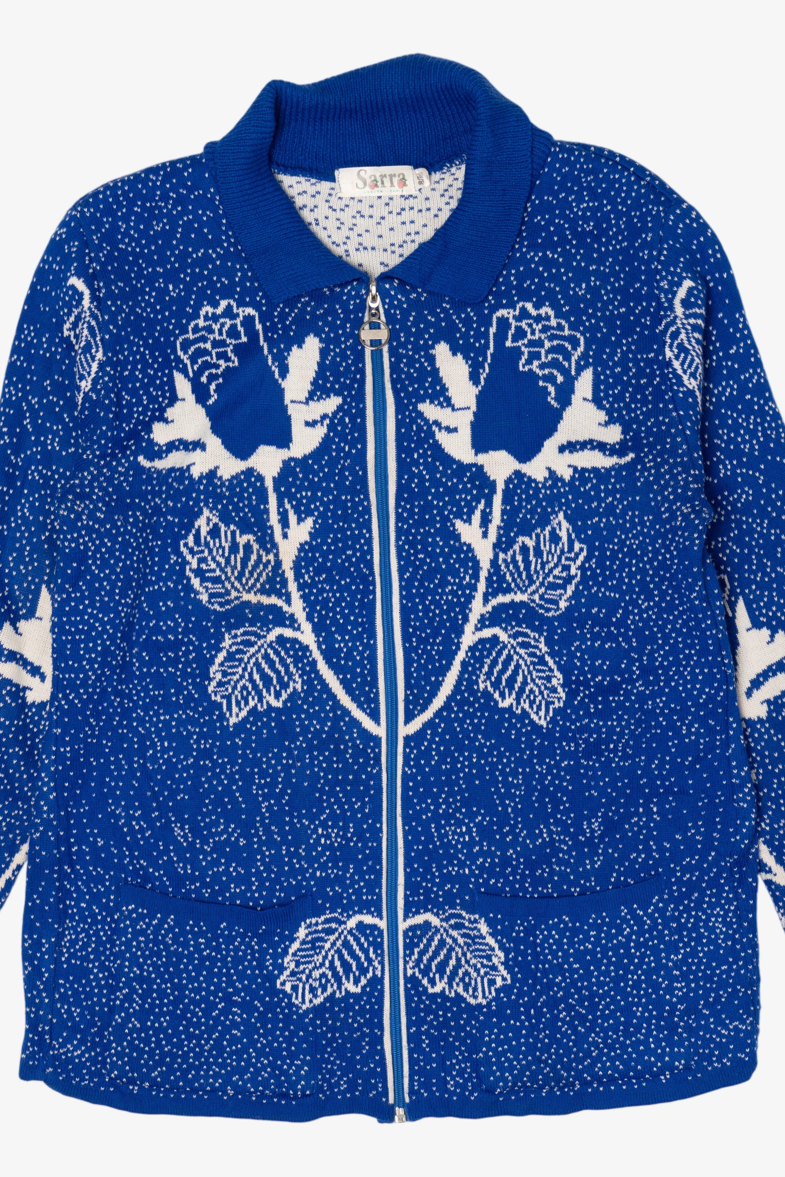 Vintage Blue Sarra Zip-Up Sweater (1990s)