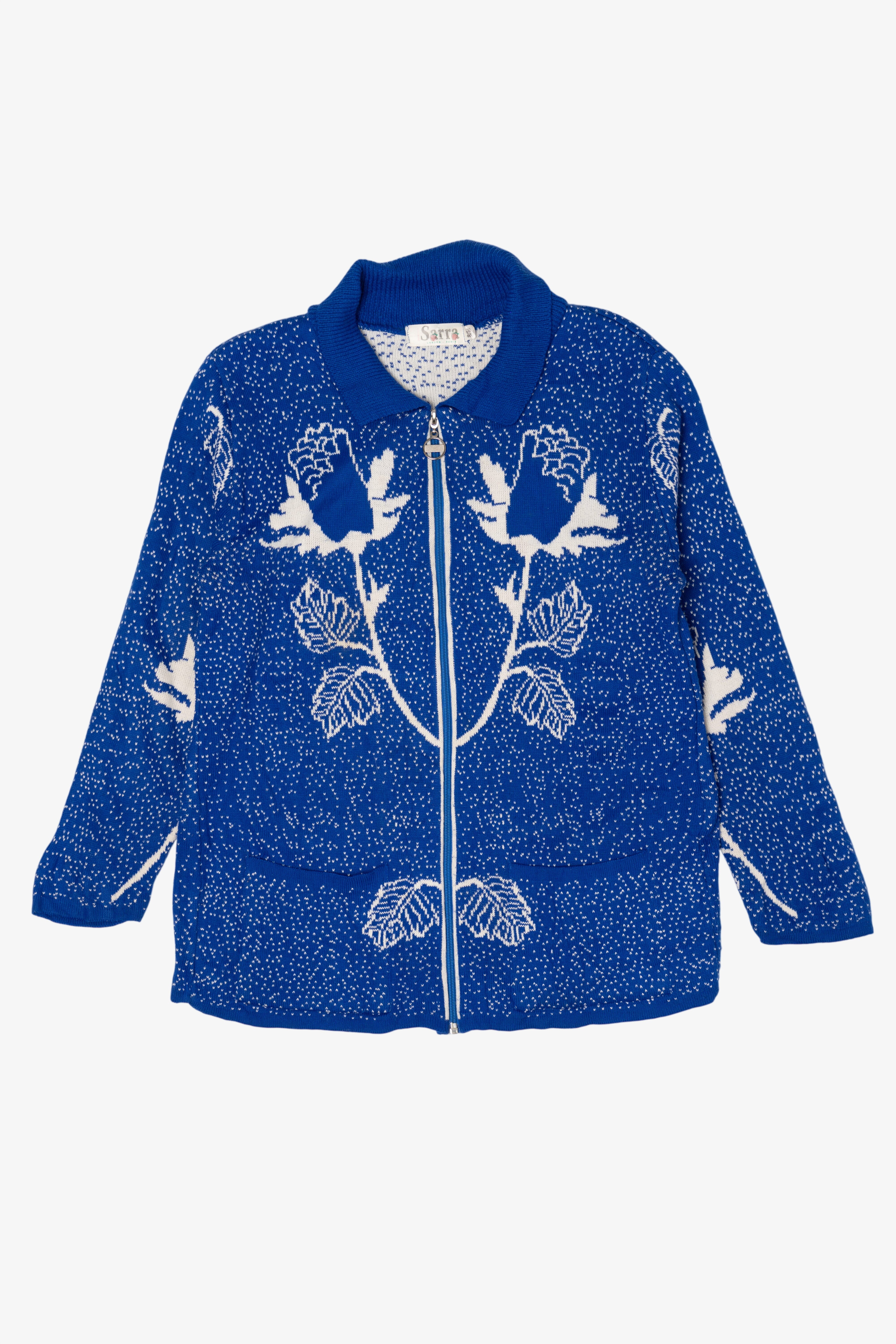 Vintage Blue Sarra Zip-Up Sweater (1990s)
