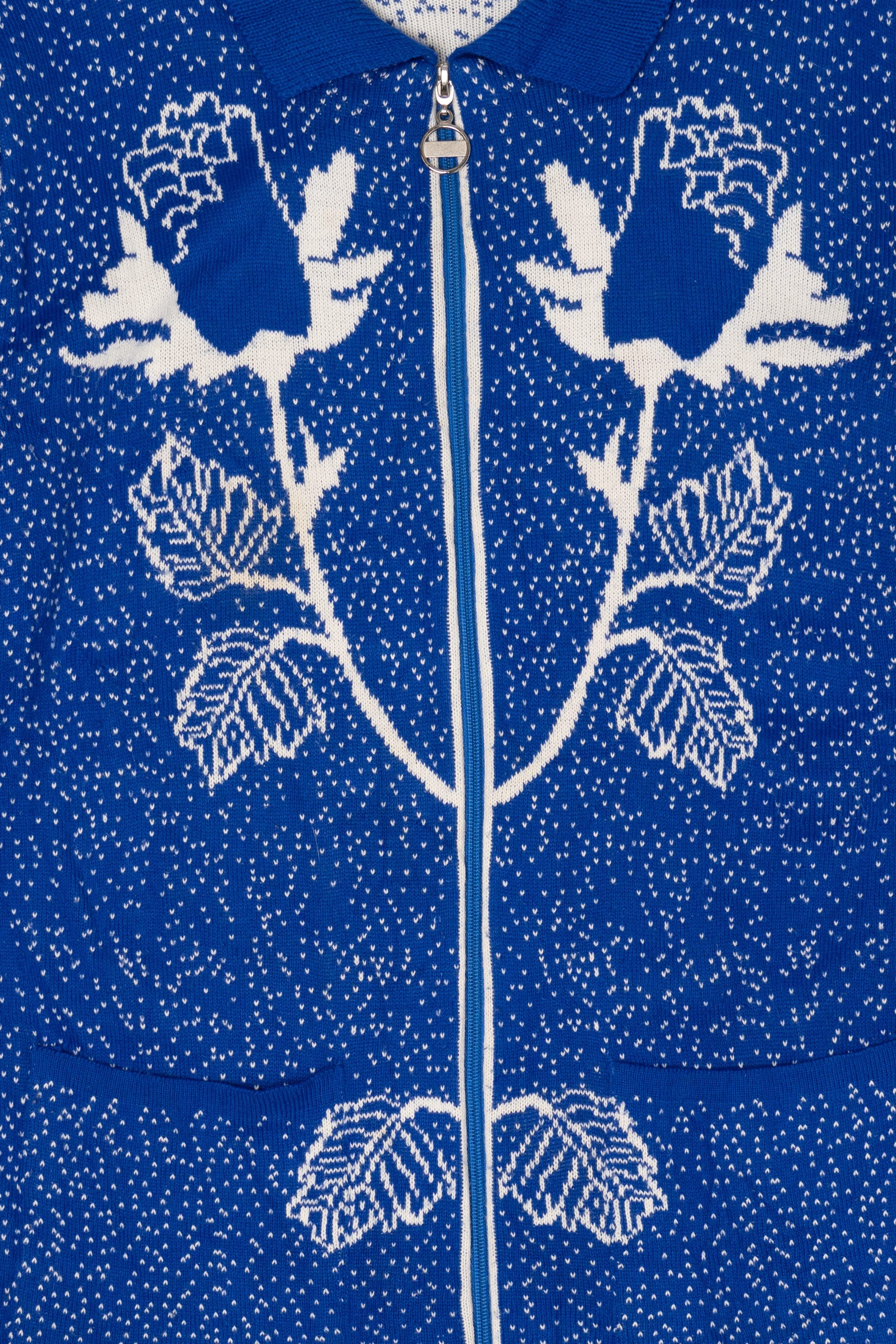 Vintage Blue Sarra Zip-Up Sweater (1990s)