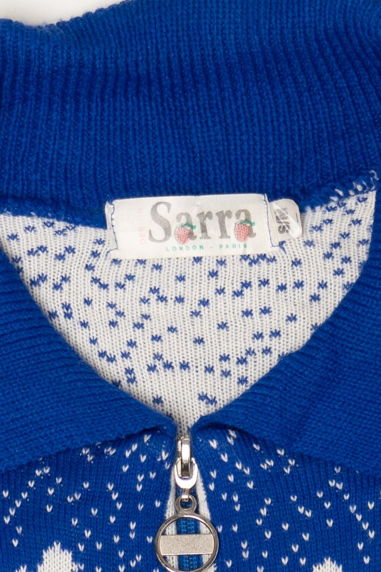 Vintage Blue Sarra Zip-Up Sweater (1990s)