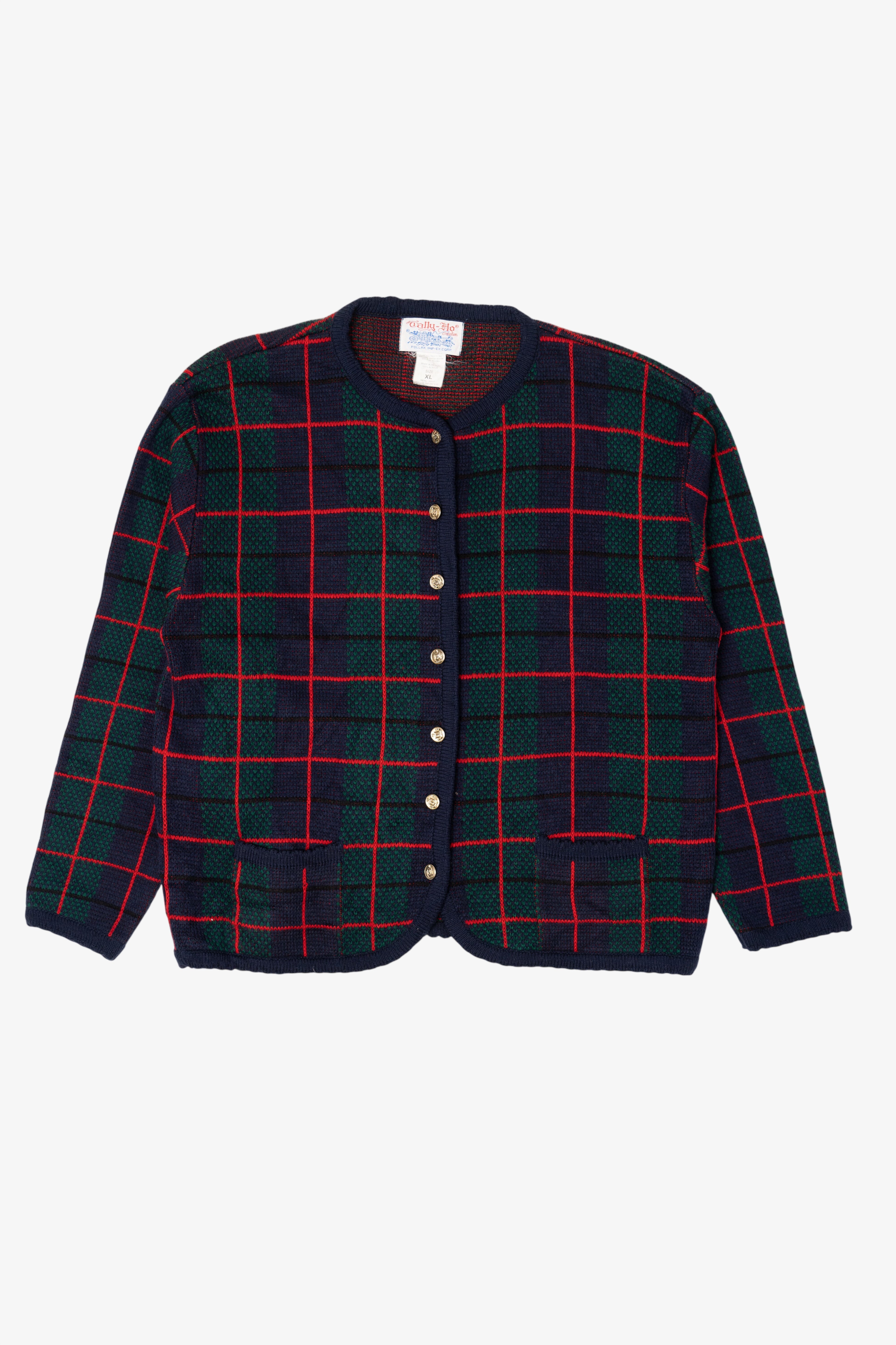 Vintage Navy Blue Tally-Ho Cardigan (1980s)