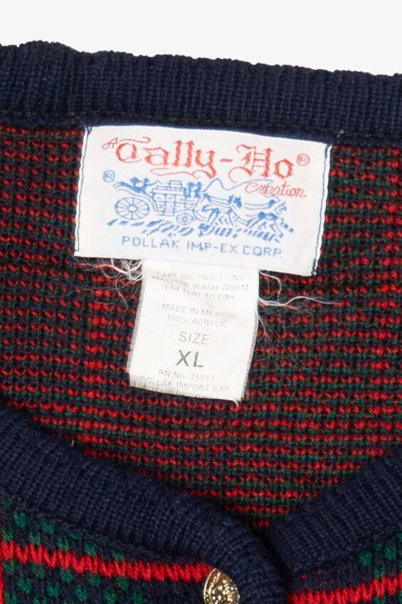 Vintage Navy Blue Tally-Ho Cardigan (1980s)