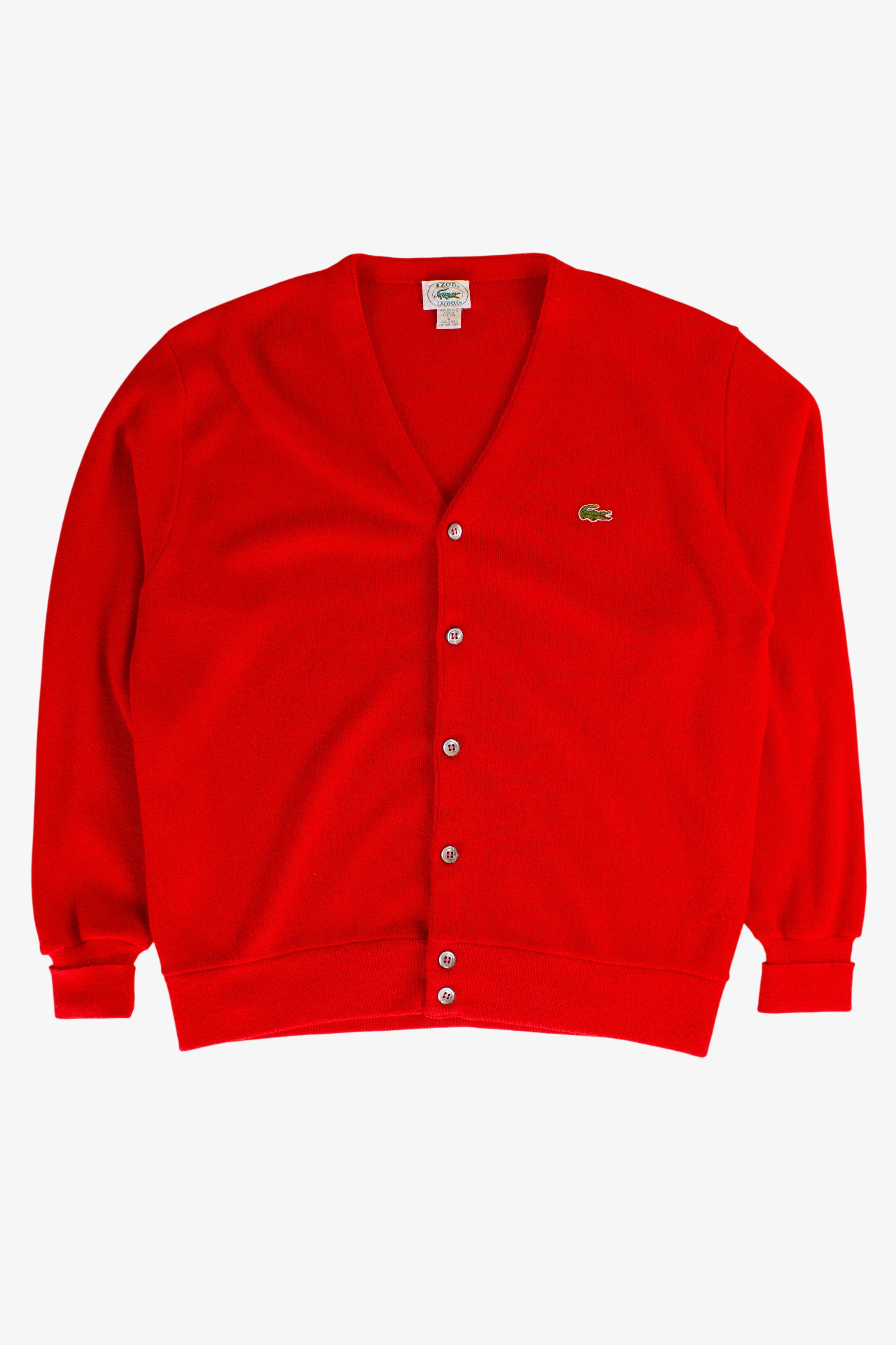 Vintage Red Izod Lacoste Cardigan Sweater (1990s)