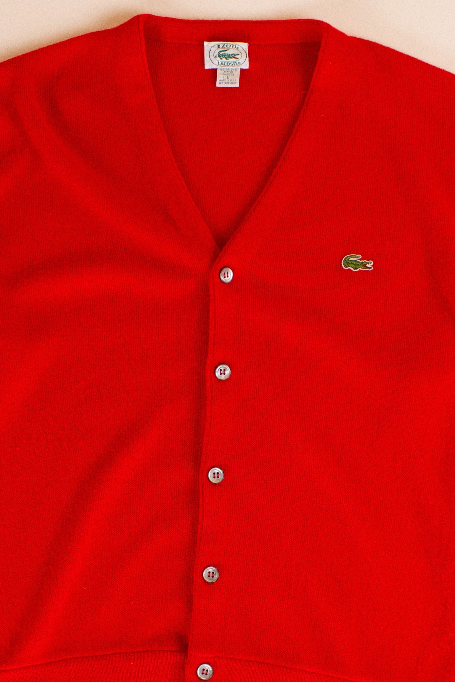 Vintage Red Izod Lacoste Cardigan Sweater (1990s)