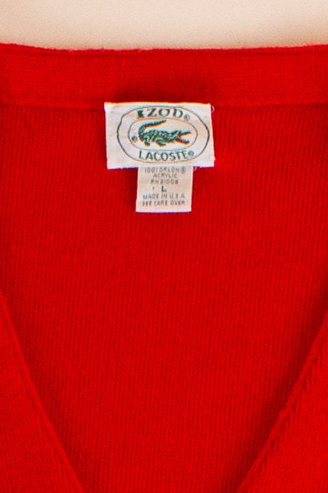 Vintage Red Izod Lacoste Cardigan Sweater (1990s)