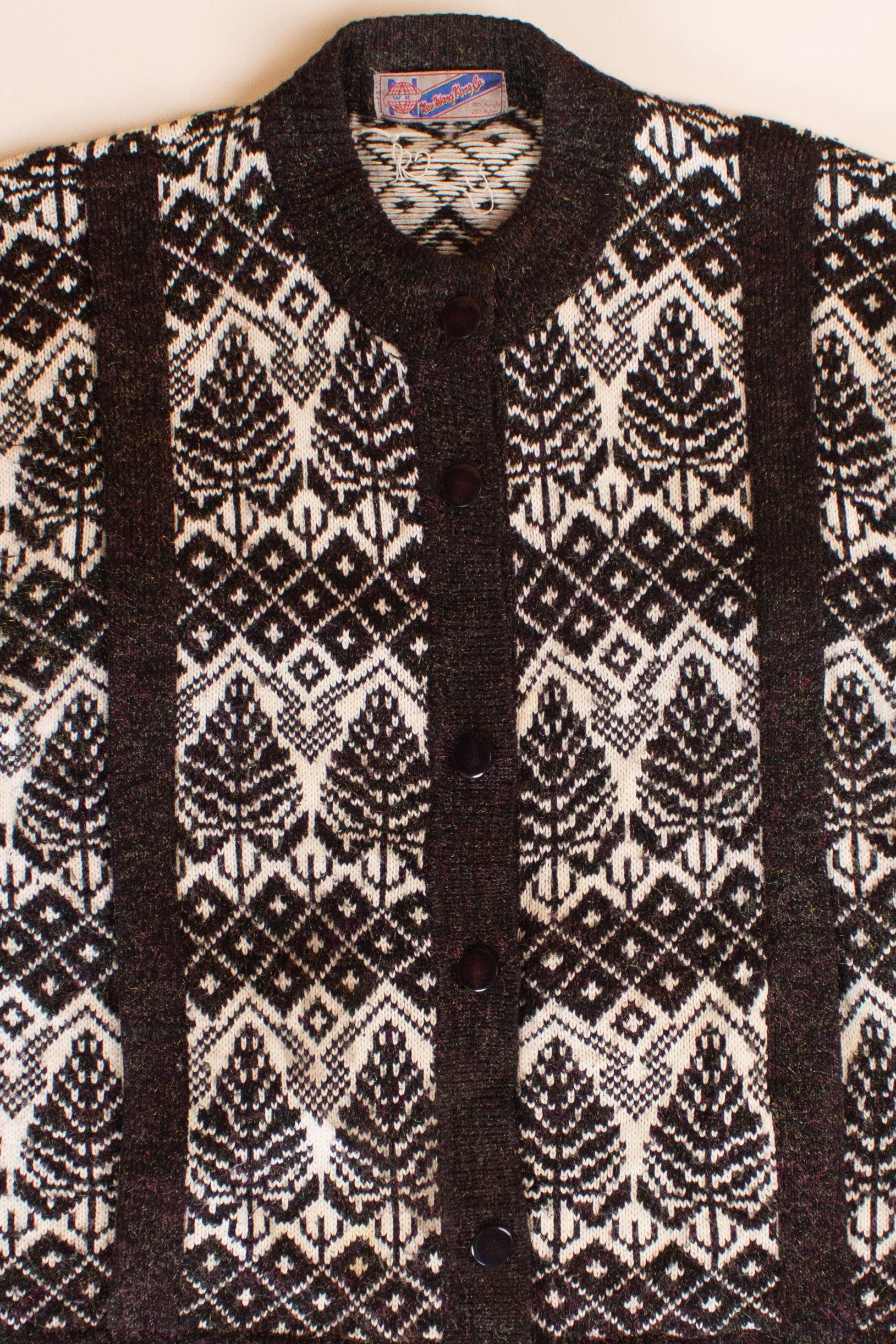 Vintage Tree Pattern Cardigan Sweater (1980s)