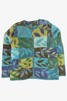 Vintage Leafy Squares Cardigan Sweater (2000s)