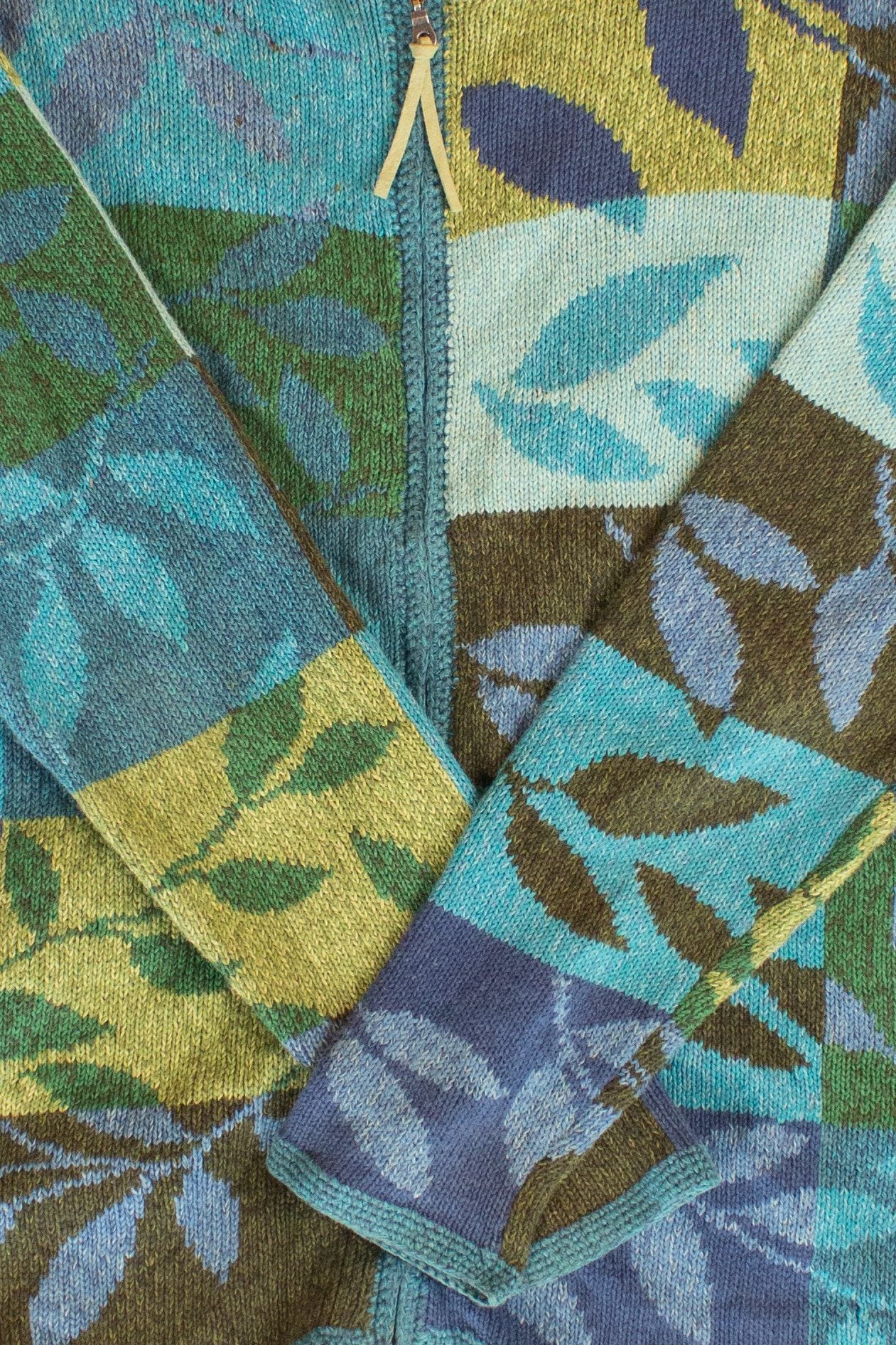 Vintage Leafy Squares Cardigan Sweater (2000s)