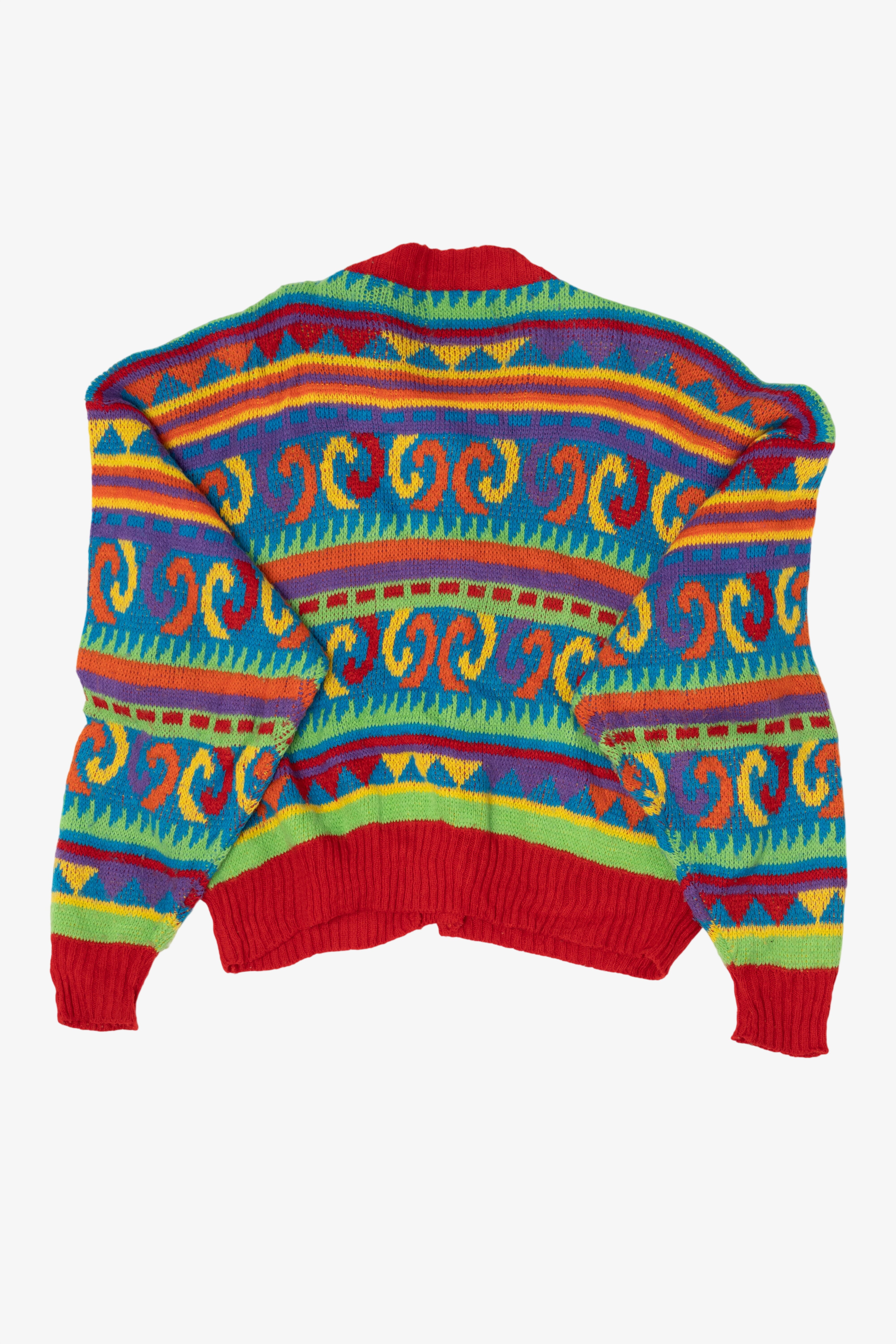 Vintage Rainbow Pattern Idioms Cardigans (1980s)