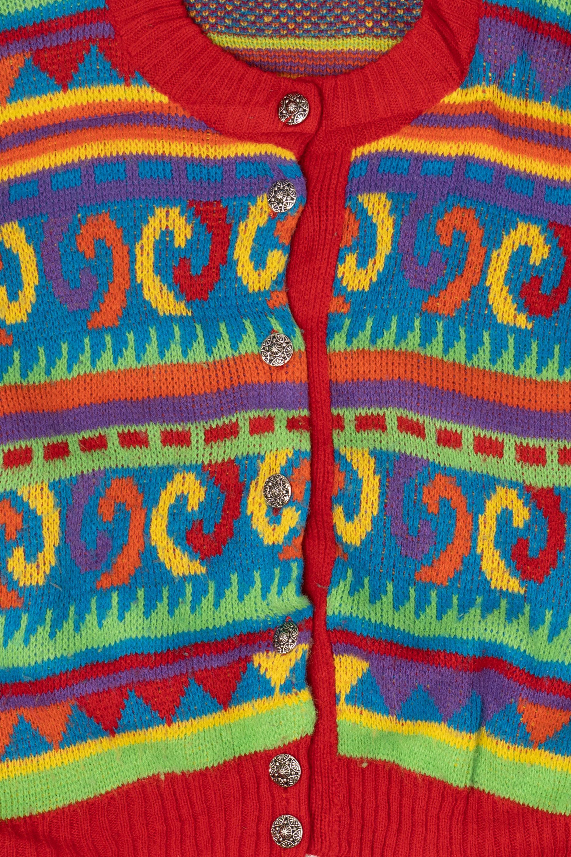 Vintage Rainbow Pattern Idioms Cardigans (1980s)