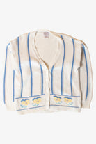 Vintage Striped Flowers Cardigan Sweater (1980s)