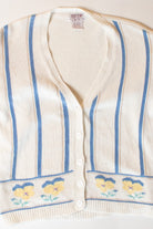 Vintage Striped Flowers Cardigan Sweater (1980s)