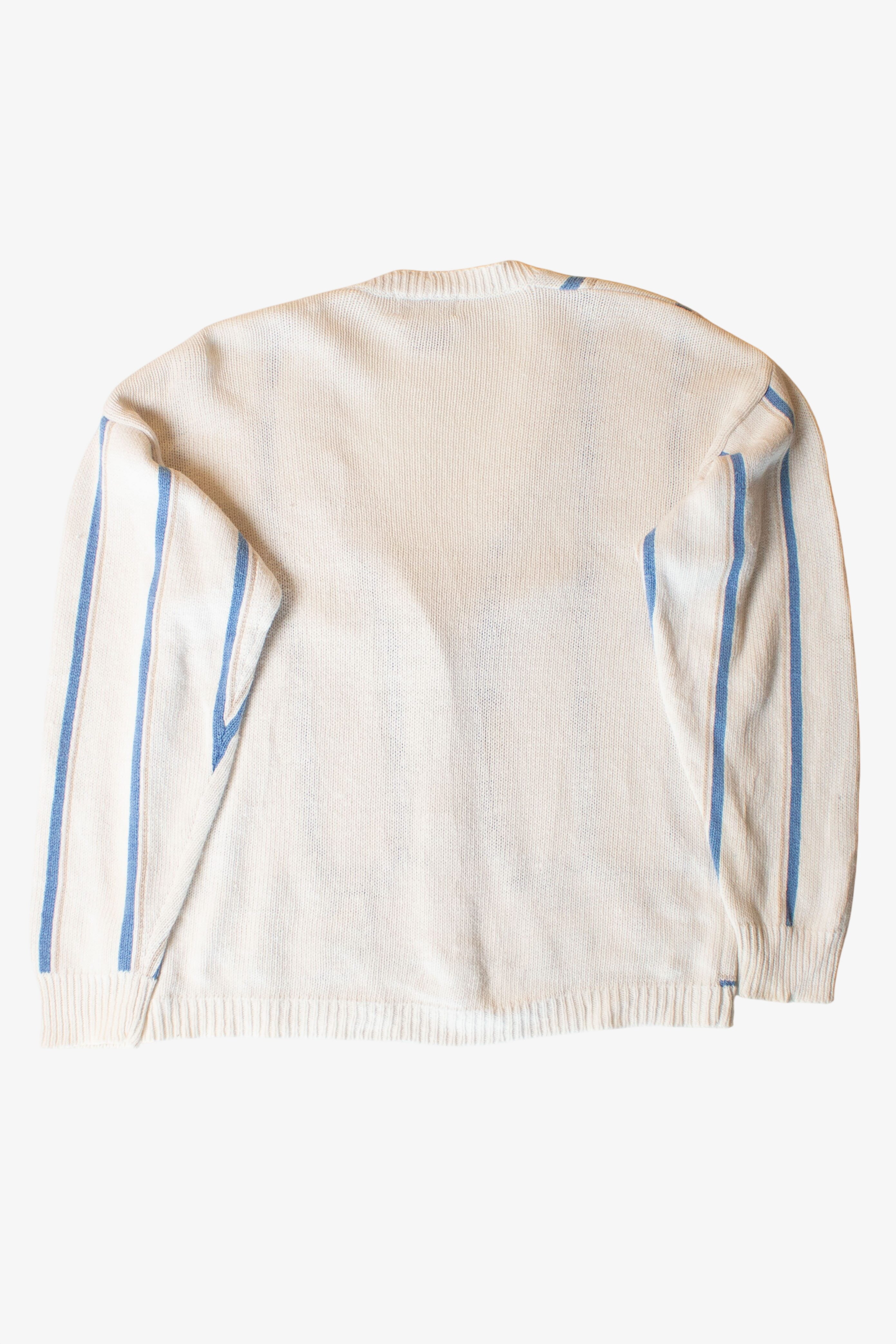 Vintage Striped Flowers Cardigan Sweater (1980s)