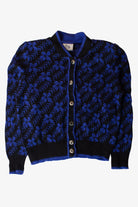 Vintage Blue Swirl Button Cardigan Sweater (1980s)