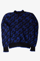Vintage Blue Swirl Button Cardigan Sweater (1980s)