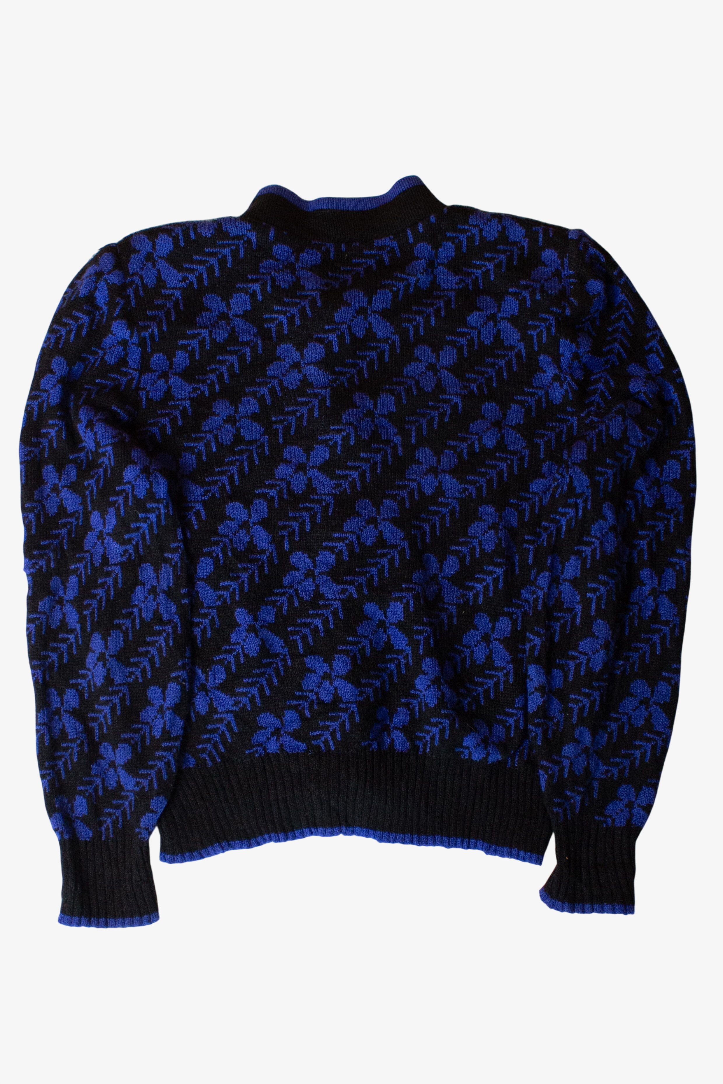 Vintage Blue Swirl Button Cardigan Sweater (1980s)