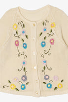 Vintage Ivory Embroidered Floral Cardigan (1990s)