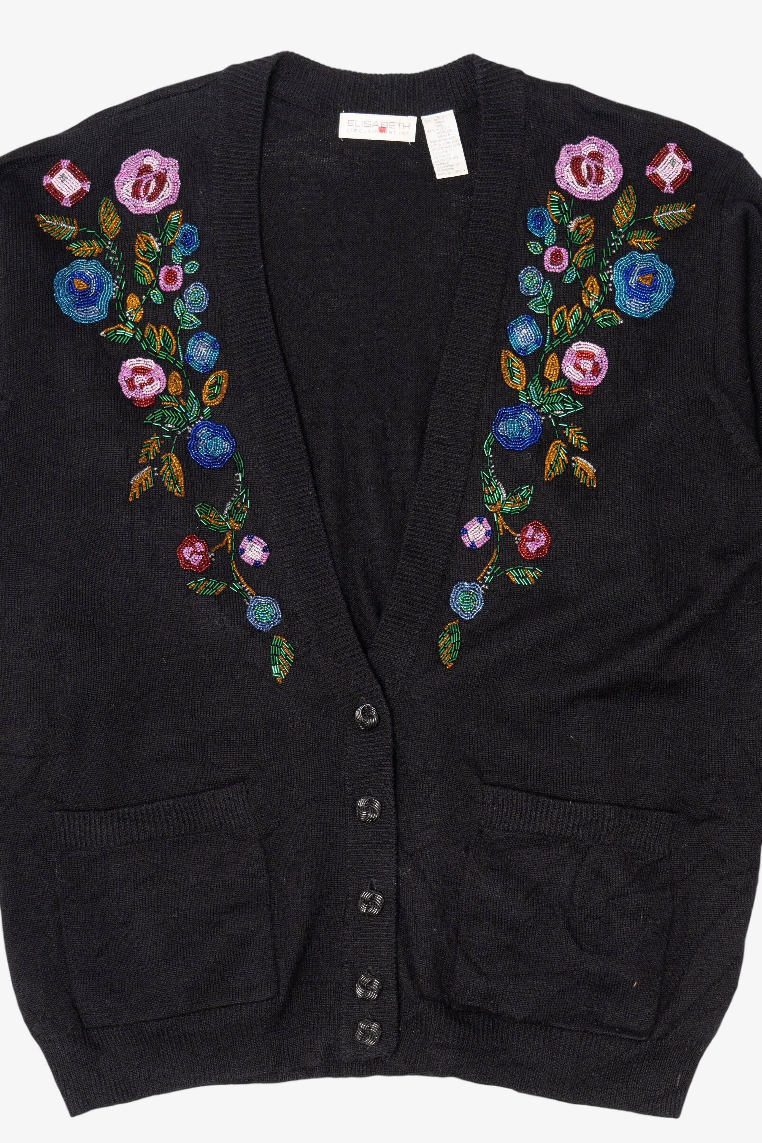 Vintage Black Elisabeth Bead Embroidered Cardigan (2000s)