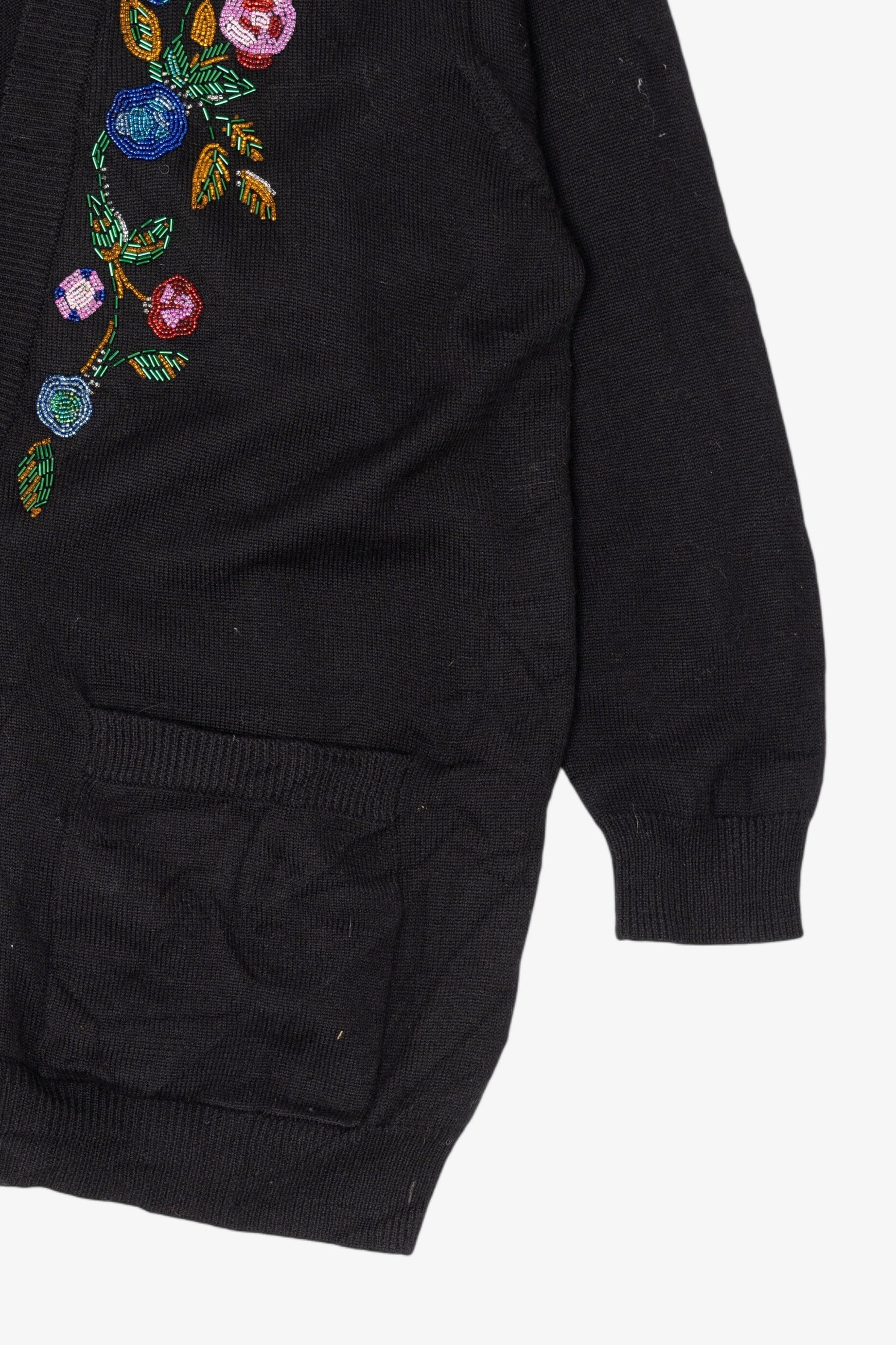 Vintage Black Elisabeth Bead Embroidered Cardigan (2000s)