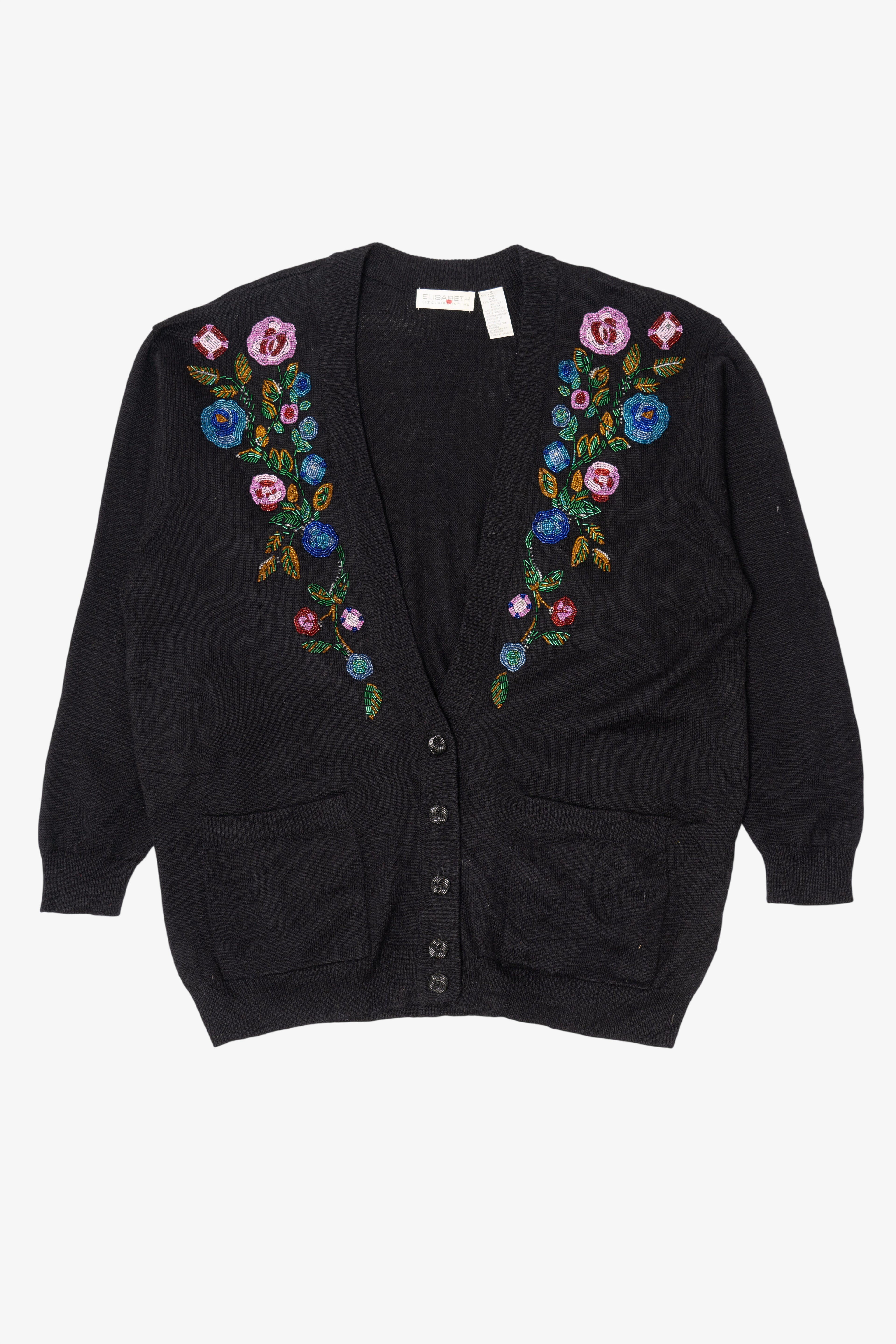 Vintage Black Elisabeth Bead Embroidered Cardigan (2000s)