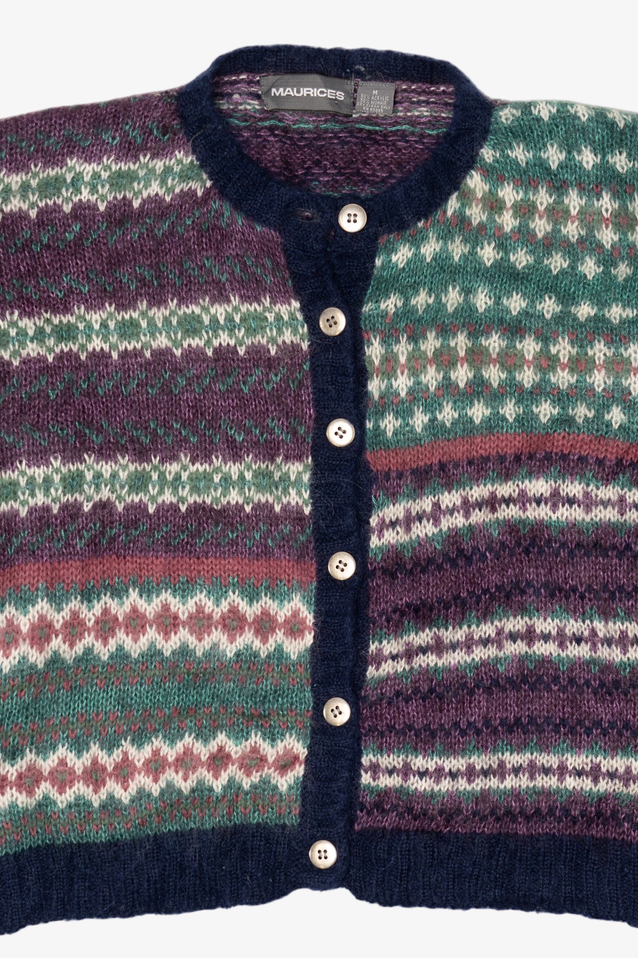 Vintage Green And Purple Maurices Cardigan Sweater (1990s)