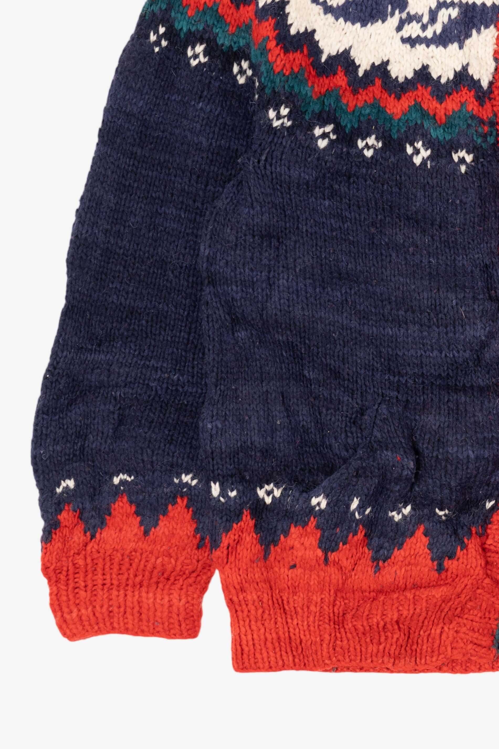 Vintage Red And Navy Blue Rey Wear Fair Isle Cardigan (1990s)