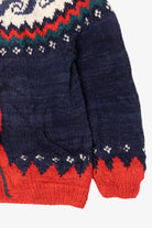 Vintage Red And Navy Blue Rey Wear Fair Isle Cardigan (1990s)