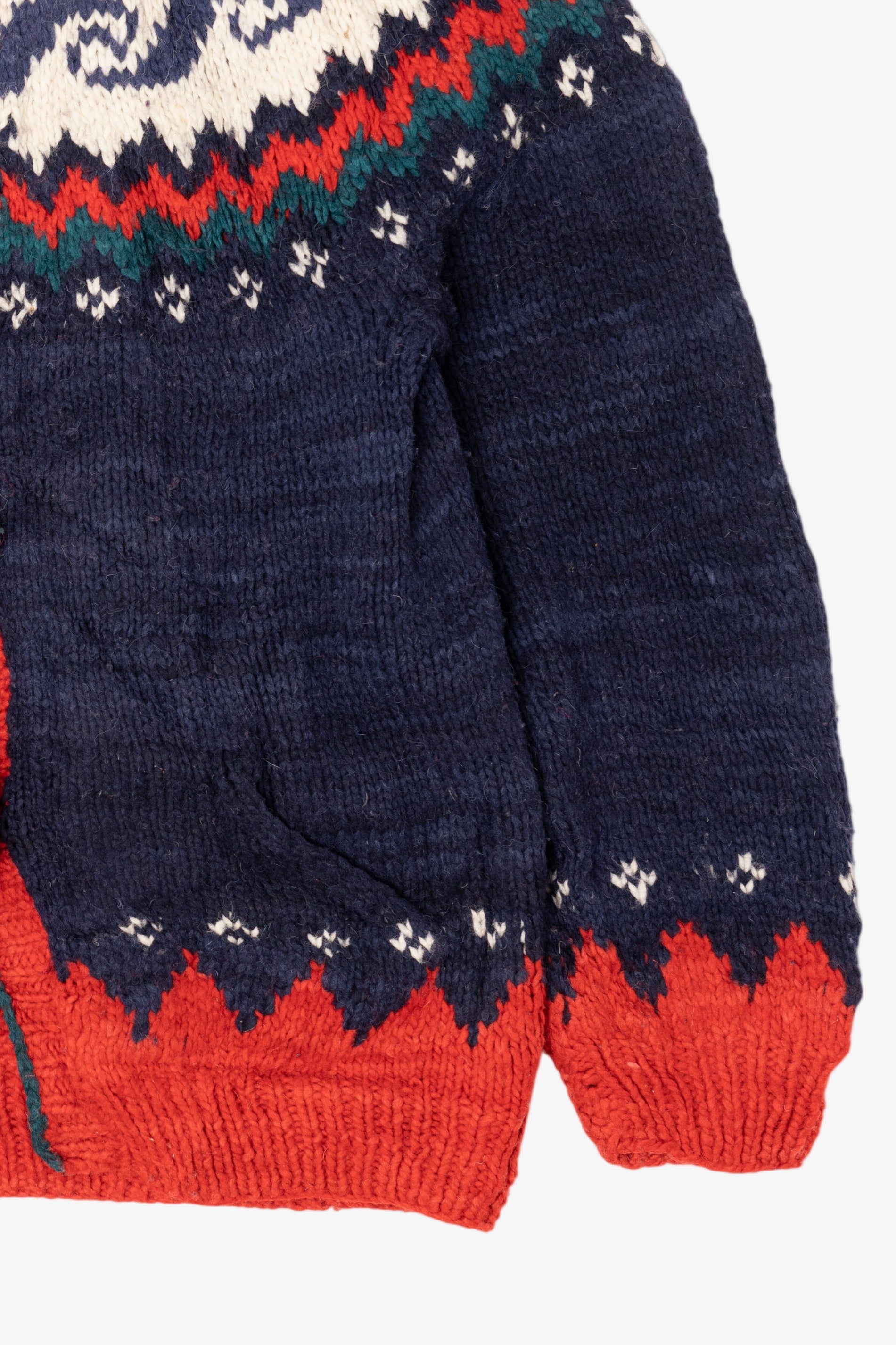 Vintage Red And Navy Blue Rey Wear Fair Isle Cardigan (1990s)